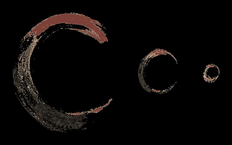 Trois cercles enso peints au pinceau
